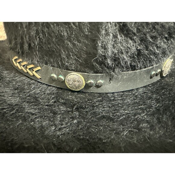 New York Genuine Fur Felt Cowboy Hat Western Made In USA Black No Size 56cm HTF - Picture 7 of 11